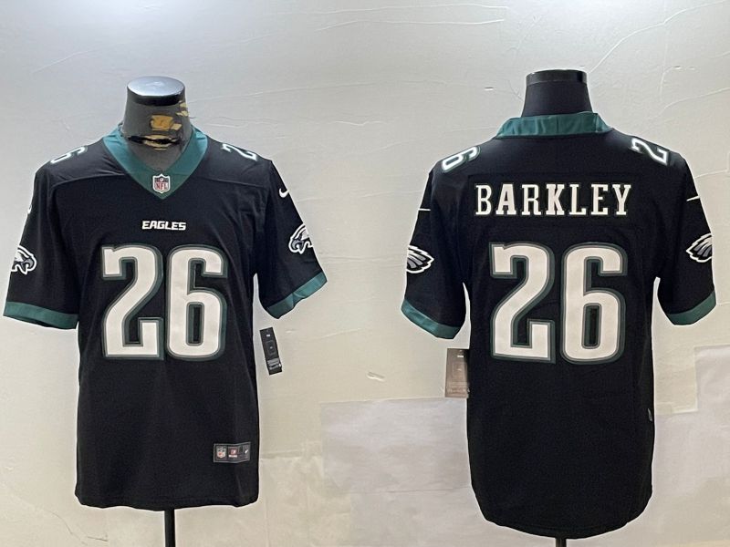Men Philadelphia Eagles #26 Barkley Black Second generation 2024 Nike Limited NFL Jersey style 1
